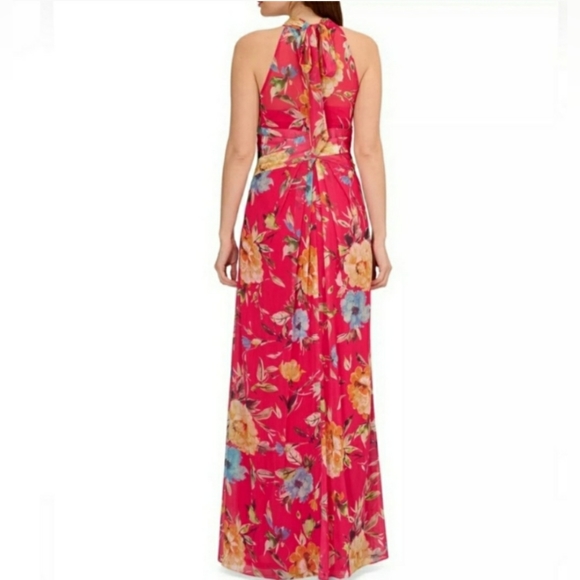 Adrianna Papell Floral Chiffon Maxi Halter Dress - Picture 4 of 10